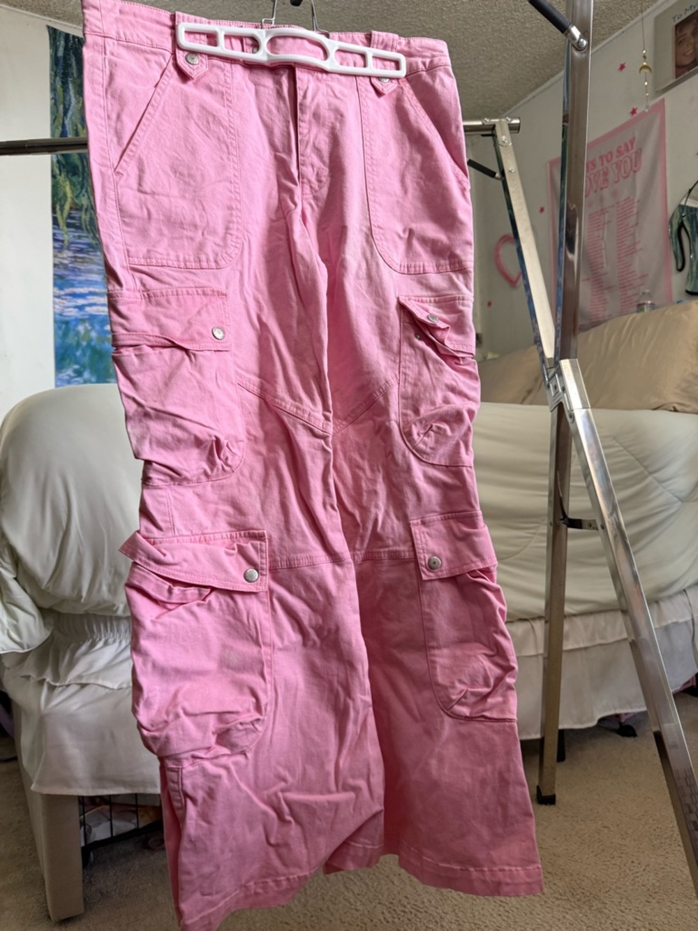 BDG Pink Cargo Wide-Leg Pants